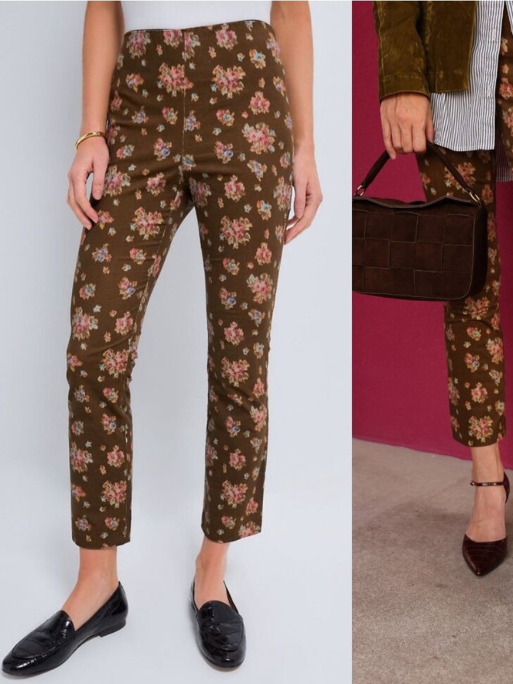 Tuckernuck NEW Brown Hazel Bouquet Corduroy Ashford Straight Leg Pant Size M